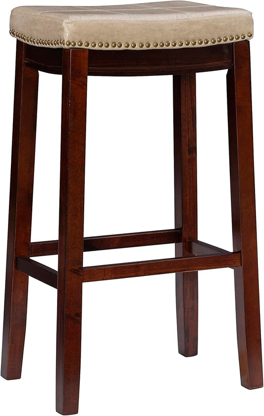 Linon Carson Cream Backless Bar Stool, Off-White