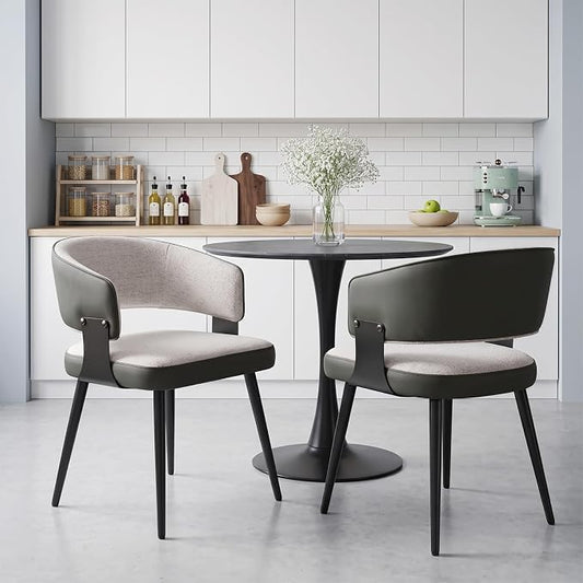 Dining Chairs Set of 2, Modern Upholstered Kitchen & Dining Room Chairs with Breathable Woven Fabric, Easy to Assemble & Clean for Dining Room, Restaurant, Cafe
