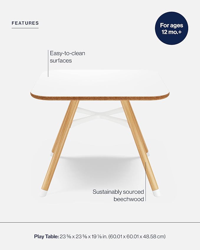 Lalo The Play Table - Toddler Activity Table for Playroom, Snack Time, Arts & Crafts - Easy to Clean Surface - Coconut