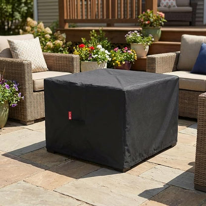 SheeChung Large 44'' Square Fire Pit Cover - Waterproof 600D Heavy Duty Square Patio Fire Pit Table Cover Black (44''L x 44''W x 24''H)-Fits 40",42",43",44"Firepit/Bowl Cover