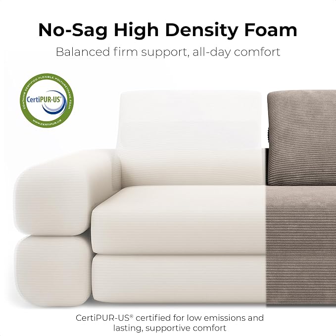 LIKIMIO FlipNest Convertible Sleeper Sofa Bed Floor Sofa 3-in-1 No Assembly, Foldable Mattress with Corduroy Upholstery Light Brown, Lounge Loveseat Couch for Living Room Studio Guest Room
