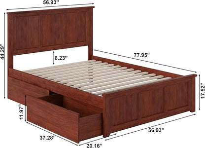AFI, Madison Full Platform Bed with Matching Footboard & Storage Drawers, Walnut