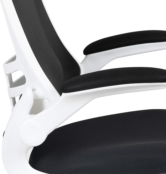 Flash Furniture Kelista Office Chair, Ergonomic, Mid-Back, White Frame, Black Mesh with Swivel