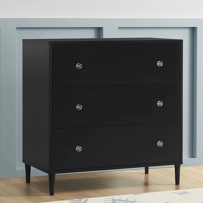Delta Children Bowie 3 Drawer Dresser with Changing Top, Black Ebony