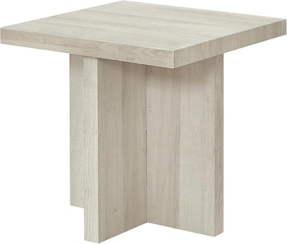Roundhill Furniture Mchome Square End Table, Nightstand, White Finish