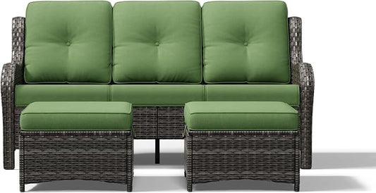 Joyside Outdoor Patio Couch Set, Outdoor Wicker Sofa with High Back, Deep Seating, Wide Armrest, Thickened Cushions, Patio Sofa for Deck, Porch Use