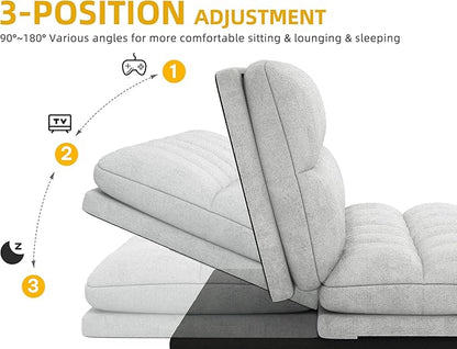 YITAHOME Convertible Futon Sofa Bed, 70" Folding Futon Set for Living Room Home Office Aprtment, Modern Futon Couch with Adjustable Backrest & Armrests, Recliner Lounge, Loveseat Sofa