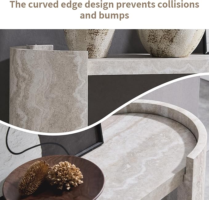 LKTART 53" Console Table for Entryway with Faux Marble Pattern, Couch Tables Behind Sofa, Space-Saving Wooden Entry Foyer Hallway Table with Shelf, Modern Console Sofa Tables for Hallway Organization