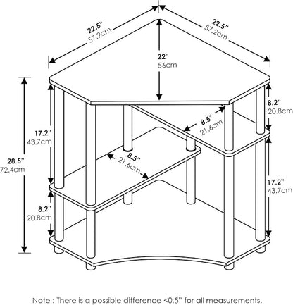 Furinno TURN-N-TUBE Desk, Gaming Desk with Shelves, Corner Computer Desk with Shelves, Office Desk, Space Saving, For Home Office, Bedroom, Espresso