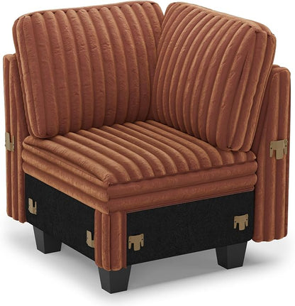 Belffin Corduroy Corner Seat for Modular Sofa Sectional Couches for Living Room Brick Red Couch