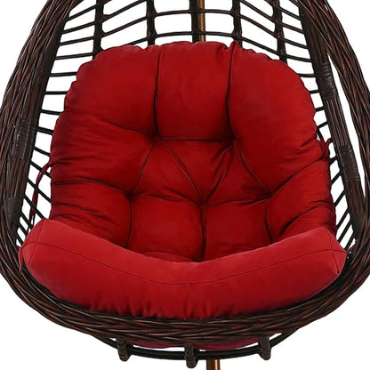 idee-home Egg Chair Cushion Replacement, Hanging Chair Cushion Outdoor | Cushions with Waterproof Cover for Wicker Patio Hammock Swing, Red (Swing Not Included)