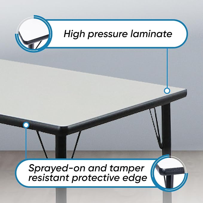 Rectangle Activity Kids Table About 24 x 48 inch (60 x 120cm) - Height Adjustable Legs - Durable Spray Edge - for Commercial Spaces