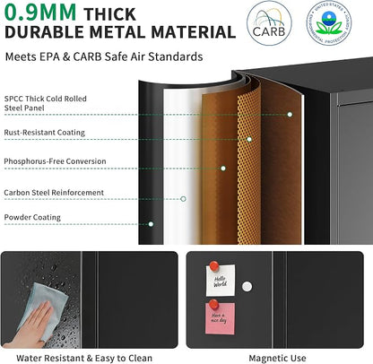 Metal Garage Storage Cabinet with Doors and Adjustable Shelves, 35.4" Locker Organizer Steel Garage Cabinets, Lockable File Cabinet for Home, Office, Warehouse, Tools
