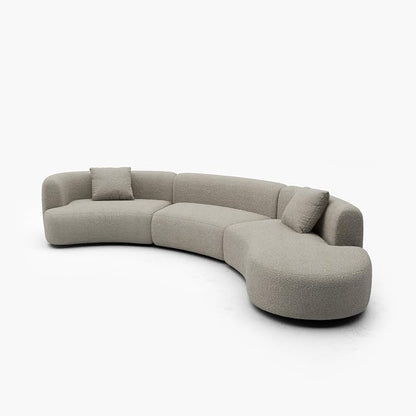 Acanva Formia Boucle Curved Sectional Sofa, 153" W Right Hand, Light Coffee | Modular Couch, Modern Minimalist, Wood Frame, For Living Room, Apartment, Home Office