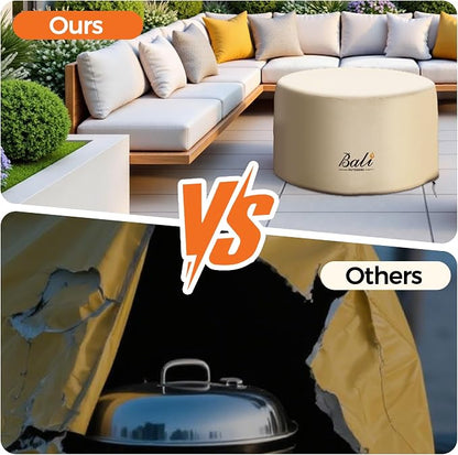 BALI OUTDOORS Round Fire Pit Covers Waterproof and Weather Resistant PVC Material, 33.07"D 18.50"H, Brown