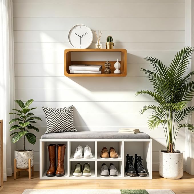Floating Nightstand, Wall Mounted Bedside Shelf, Handmade Bedroom Furniture,Pine Wood Floating Bedside Table, Minimalist and Unique Style 18”x 10”x 7.5” Walnut