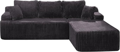 Hobestluk Boneless Couch Modular Sectional Sofa for Living Room Furniture | 98" Right Facing Chaise Darkgrey,Memory Foam,Removable Cover,Non-slip Bottom,No Assemble Required,Furniture for Apartment
