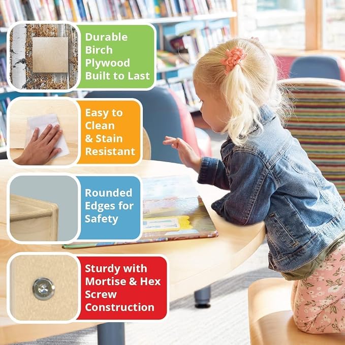Contender Time-2-Play Kids Activity Play Table, Compatible with Lego Bricks, Extra Sturdy Birch Plywood, 35" W X 15.5" D, Blue & Green, 22" Legs for Ages 6-9