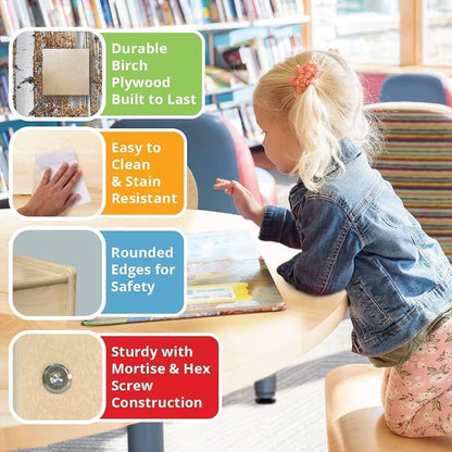 Contender Time-2-Play Kids Activity Play Table, Compatible with Lego Bricks, Extra Sturdy Birch Plywood, 35" W X 15.5" D, Blue & Green, 22" Legs for Ages 6-9