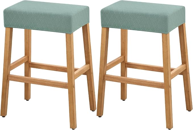 YISUN Stool Covers Rectangle - 2 Pack Stretch Waterproof Saddle Seat Cover Counter Bar Stools Bar Chairs Covers Kitchen Island Chairs Cushion Protector