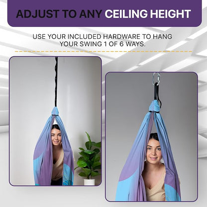 Indoor Sensory Swing for Kids or Outdoor – Holds 300lbs, Double-Layer, & 360° Swivel, Calming Compression Therapy Swing Hammock for Kids & Adults with All Hardware – Sensory-Motor Toys & Gifts