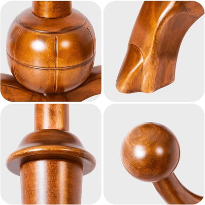 Coat Rack Freestanding Wood Coat Tree with Stable Sphere Base, Light Brown | 8 Hooks Tree Branch Design, Heavy Duty Standing Coat Hanger for Entryway, Hallway, Bedroom, Foyer; Hangs Coats, Hats, Bags