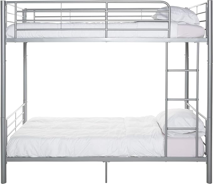 Walker Edison Elodie Urban Industrial Twin Over Twin Metal Bunk Bed, Twin Over Twin, Silver
