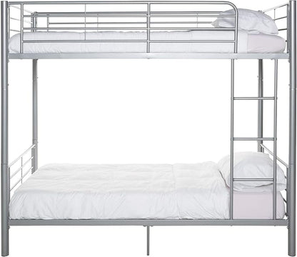 Walker Edison Elodie Urban Industrial Twin Over Twin Metal Bunk Bed, Twin Over Twin, Silver