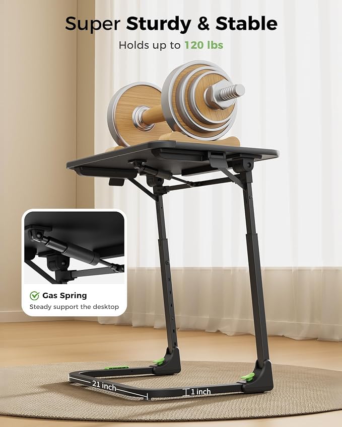 SAIJI Folding TV Tray Table, Height & Tilt Adjustable Sturdy TV Dinner Tray Tables, Multifunction Foldable Trays for Eating, Working, Crafting on Couch & Bed, Living Room Laptop Desk