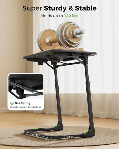 SAIJI Folding TV Tray Table, Height & Tilt Adjustable Sturdy TV Dinner Tray Tables, Multifunction Foldable Trays for Eating, Working, Crafting on Couch & Bed, Living Room Laptop Desk