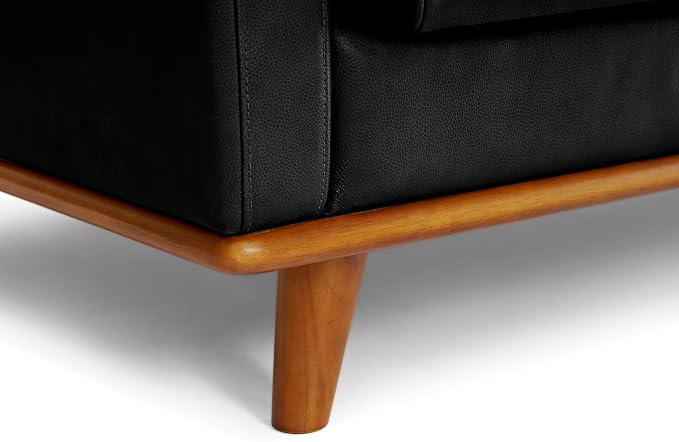 Valencia Artisan Full Leather Loveseat Sofa 66”| Pure Full Italian Nappa Leather Couch, Solid Wood Accent, Ultimate Comfort, Black