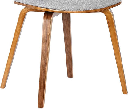 Armen Living Jaguar Mid-Century Dining Chair in Walnut Wood and Gray Fabric - Set of 2