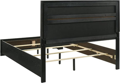 Coaster Home Furnishings Miranda Contemporary 5-Piece Bedroom Set Fabric Upholstered Eastern King Size Panel Bed Frame 54-inch Headboard Black 206360KE-S5