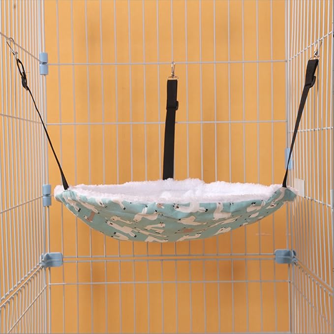 SHENGOCASE 2-Pack Cat Hammock Lounge Cat Hanging Bed for Cage Kennel Chair with Metal Frame, Adjustable Straps (Cyan)