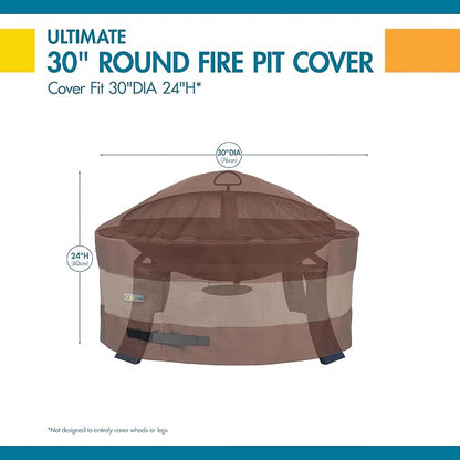 DUCKCOVERS Ultimate Waterproof 32 Inch Round Fire Pit Cover, Outdoor Firepit Cover