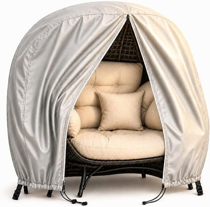 Egg Chair Cover Waterproof 420D Oxford Hanging Outdoor Furniture Covers for Patio Wicker Egg Swing Cocoon Chair, 91x80 Inches, Gray