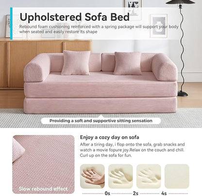 Compression Sofa, Cloud Sectional Sofa,Sofa Bed, Boneless Modular Sectional Sofa with 2 Pillow, Comfy Fluffy Couch with Futon Bed, Perfect for Living Room, Small Space