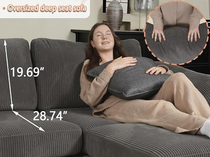 EASE MOOSE Sectional Modular Sofa, Oversized L Shape Sectional Couch Wide Deep seat Sectional Sofa Comfortable Grey Modular Sofa