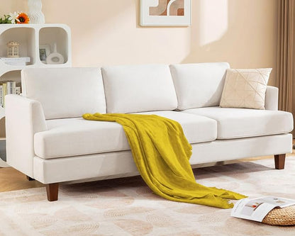 Busaurus 3 Seater Sofa Couch with Deep Seats, 89" Mid Century Modern Upholstered Sofa, Comfy Sofas with Armrests, Couches for Living Room, Bedroom, Apartment and Office (Beige)