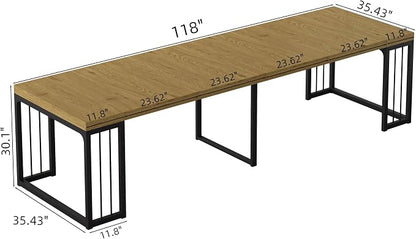 Lasageldar 118" Extendable Dining Table for 2-10 People, Modern Space-Saving Wood Dinner Table for Kitchen Dining Living Room Outdoor Patio (Wild Oak)