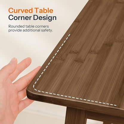 HOOBRO Bamboo Dining Table, Square Dining Table for 2, 27.6" Kitchen Table for Small Space, Writing Table, Easy to Assemble, for Dining Room, Living Room, Office, Kitchen, Apartment, Brown BR70CZ01G1
