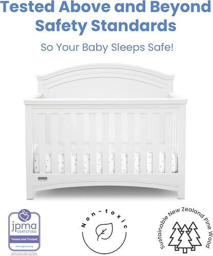Simmons Kids SlumberTime Emma 4-in-1 Convertible Baby Crib N More - Greenguard Gold Certified, Bianca White