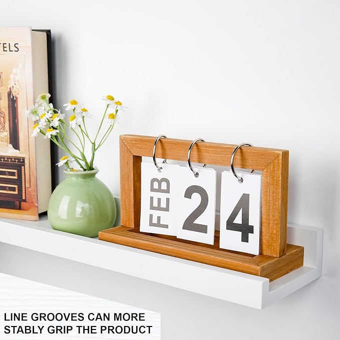 MBYD Whtie Wood Floating Photo Shelves 48 Inch Long Wall Mounted Picture Photo Ledge Display Shelf Nursery Book Shelves for Bedrooms Office Living Room Kitchen 3 Same Sizes
