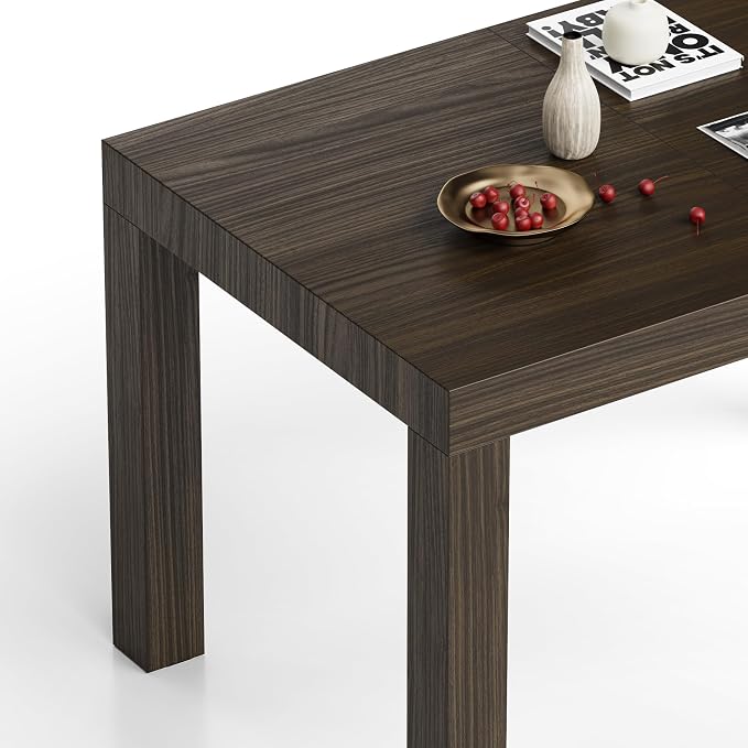 Mobili Fiver, First Extendable Table, 47.2(78.7) x31.5 in, Dark Walnut, for 6-8 People, Expandable Dining Table for Kitchen, Living Room, Italian Furniture