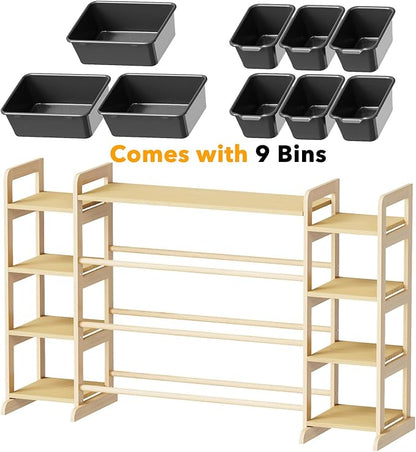 SpaceAid Large Toy Storage Organizer 9 Shelves 9 Bins, Toy Organizers Storage Bookshelf, Kids Bin Shelf Toys Box Bookcase for Bedroom Playroom Organization Room Decor, Neutral Gray