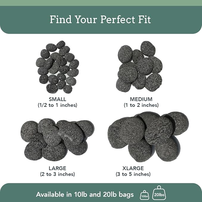 Black Lava Rocks for Fire Pit - 3 to 5 inch 10 lbs - Gas Fireplace Rocks - Black Lava Rock for Propane Fire Pit - Decorative Lava Stone Volcanic Rock for Outdoor & Indoor Gas Fireplace