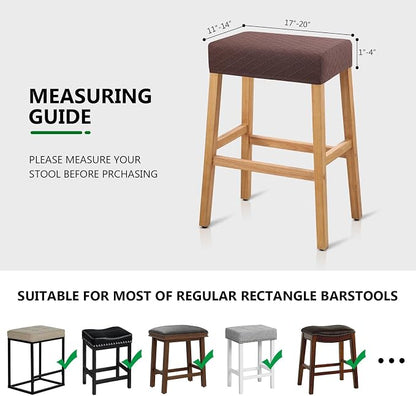 YISUN Stool Covers Rectangle - 2 Pack Stretch Waterproof Saddle Seat Cover Counter Bar Stools Bar Chairs Covers Kitchen Island Chairs Cushion Protector