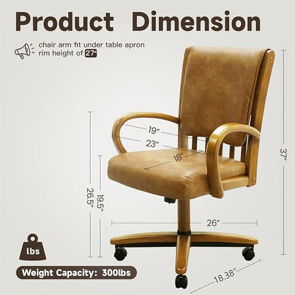 Chromcraft Ashen Vale Swivel Dining Chairs with Casters, Set of 1 – Luxury Upholstered Kitchen & Dining Room Chairs with Arms, Ergonomic Tilt & Swivel Comfort - CM1777
