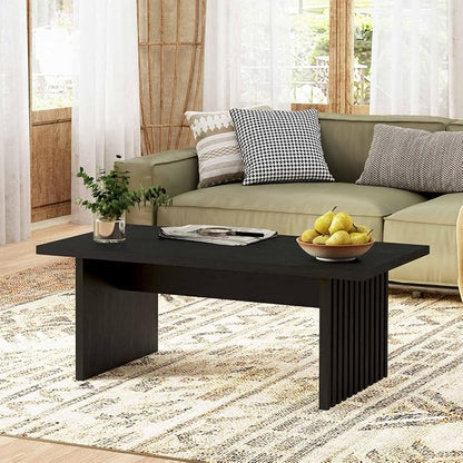 BON AUGURE Black Coffee Table, 43 Inch Modern Coffee Tables for Living Room, Wooden Center Table, Living Room Tables for Home, Office (Black Oak)