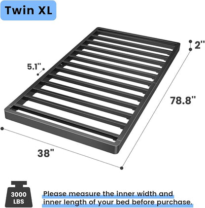 Superay 2 Inch Twin XL Box Spring Low Profile, Heavy Duty Metal Box Spring Bed Base, Bunkie Board Bed Slat Replacement, Mattress Foundation, Easy Assembly, Noise Free